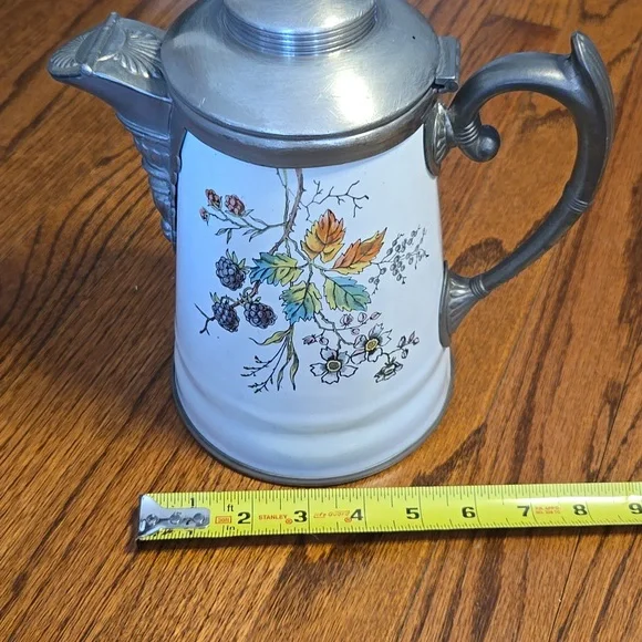 Manning Bowman & Co Pewter and Enamelware Autumn Coffee and Tea Pot, Graniteware